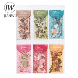 JIANWU Handmade Party Series Vintage Festival Hollow Landscape Material Collage Scrapbook Sticker Creative Journal Stationery