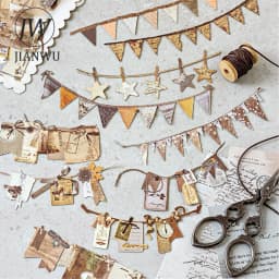 JIANWU Handmade Party Series Vintage Festival Hollow Landscape Material Collage Scrapbook Sticker Creative Journal Stationery