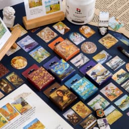 45 PCS Vintage Van Gogh Monet World Famous Painting Collection Decorative Stickers for Scrapbooking DIY Sealing Crafts