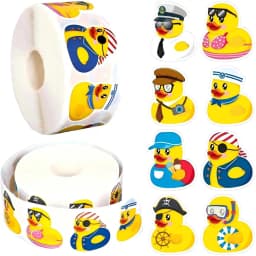 500Pcs Duck Stickers Cute Rubber Yellow Ducks Roll Stickers Present for Duck Birthday Meeting Pool Party Sticker,1inch