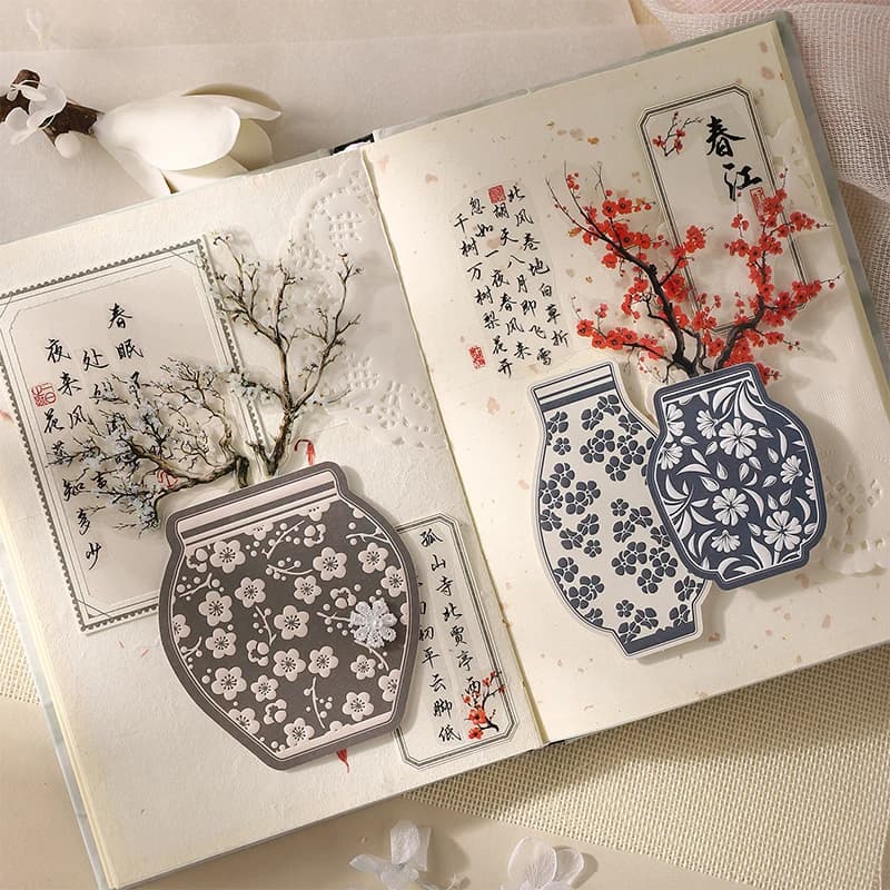 Journal GO 20pcs Creative Embossed 3D Flower Bottle Stickers for Collage Junk Journal Scrapbook Card Craft Handmade Materials