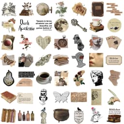 50PCS Dark Academia Stickers Nostalgia Gift Cafe DIY Laptop Phone Luggage Guitar Bottle Art Picture Community Dormitory 