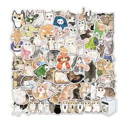 77PCS Cartoon Cat Stickers Exquisite Animal Account Materials Phone Cases Laptop Luggage Waterproof Stickers