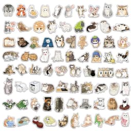 77PCS Cartoon Cat Stickers Exquisite Animal Account Materials Phone Cases Laptop Luggage Waterproof Stickers