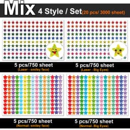 450-3000 Sheet Happy Face Stars Reward Sign Stickers Pack DIY Skateboard Suitcase Stationery Decals Decor Phone Laptop Gift Toys