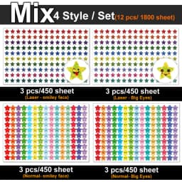 450-3000 Sheet Happy Face Stars Reward Sign Stickers Pack DIY Skateboard Suitcase Stationery Decals Decor Phone Laptop Gift Toys