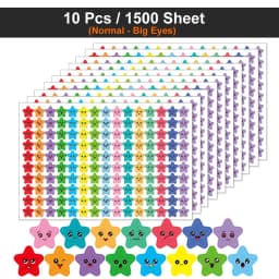 450-3000 Sheet Happy Face Stars Reward Sign Stickers Pack DIY Skateboard Suitcase Stationery Decals Decor Phone Laptop Gift Toys