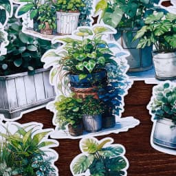 17pcs Cute Waterproof Cartoon Plant Decorative Stickers for Journal Scrapbooking DIY Album INS Style Stationery