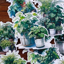 17pcs Cute Waterproof Cartoon Plant Decorative Stickers for Journal Scrapbooking DIY Album INS Style Stationery