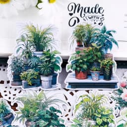 17pcs Cute Waterproof Cartoon Plant Decorative Stickers for Journal Scrapbooking DIY Album INS Style Stationery