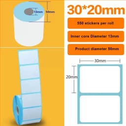 15/20/30/35/40/45/50/57/60/70mm White Paper Thermal Sticker Small Roll Portable Mini Printer Label Milk Tea Ice Cream Food Tag