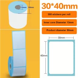 15/20/30/35/40/45/50/57/60/70mm White Paper Thermal Sticker Small Roll Portable Mini Printer Label Milk Tea Ice Cream Food Tag