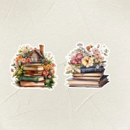Watercolor Nostalgic Retro Plant and Flower Books Stickers DIY Scrapbooking Diary Project Decoration Vintage Journal