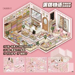 Kawaii 3D Cartoon Shop Style Cake Management Miniature Scene Stickers DIY Handmade Stacking Scrapbook Stickers Children Gifts 
