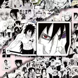 100Pcs Naruto Black & White Manga Style Sticker Set, Classic Anime Character Scene Decals for Laptop, Skateboard & DIY Decor
