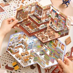 Mr. Paper Shop Management Stickers 4pcs - 2.0 Oversize 3D Design, Storage Diorama Journal, Creative Fun Decals DIY Scrapbooking