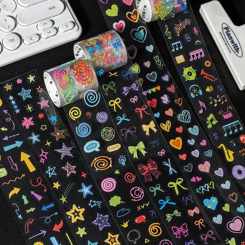Journal GO 4x200cm Colorful Diary Tape Stickers Basic Elements Scrapbook Journaling Greeting Gift Card Decoration Cute Tape