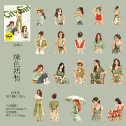 20pcs Kawaii Stationery Stickers Urban girl Junk Journal Planner Decorative Sticker Scrapbooking