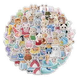 55/110/165PCS Calico Critters Family Cartoon Cute Handheld Notebook Skateboarding Luggage Decorative Stickers