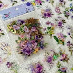 40sheets/pack Transparent PET Stickers Scrapbooking Materials DIY Junk Journal Collage Floral Leaves Plants Decor Stickers