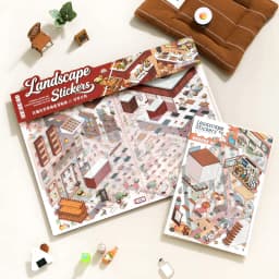 JIAMEI Kawaii 3D Miniature Scene Store Management 2.0 Cartoon Cabin Landscape Stickers DIY Handmade Stacking Scrapbook Sticker