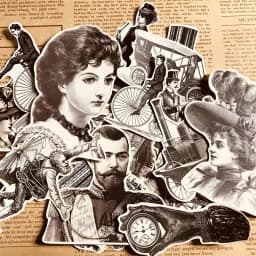 32pcs Retro Black And White European Style Retro Characters Hand Account Sticker Material Tool Album Waterproof Decorative