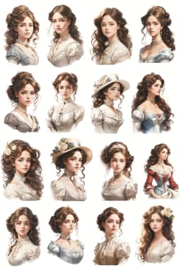 Stickers Watercolor Victoria White Skirt Girl Stickers DIY Scrapbook Diary Project Decoration Vintage Scrapbooking Stationary