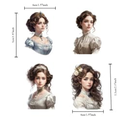 Stickers Watercolor Victoria White Skirt Girl Stickers DIY Scrapbook Diary Project Decoration Vintage Scrapbooking Stationary
