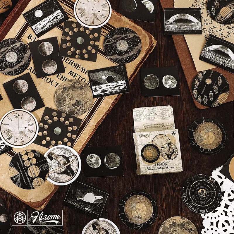 45pcs Vintage Stickers Set for Scrapbooking Adhesive Planner Labels Diary Journal Photo Album Decorative Stationery Supplies