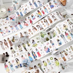 Journal GO 6x200cm Kawaii Scrapbooking Character Masking Tape Decor Diary Album Aesthetics Stationery Junk Journal Tape Stickers