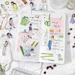 Journal GO 6x200cm Kawaii Scrapbooking Character Masking Tape Decor Diary Album Aesthetics Stationery Junk Journal Tape Stickers