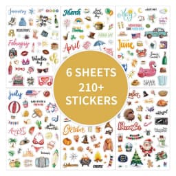 210 Cartoon-themed Planner Stickers English Schedule Management Labels Daily Journal Decorations Holiday-themed Index Tabs