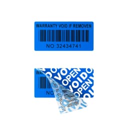 Blue 100pcs Warranty protection sticker (40X20mm) Secure seal tamper-proof serial number QR code sticker Void open seal label