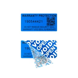 Blue 100pcs Warranty protection sticker (40X20mm) Secure seal tamper-proof serial number QR code sticker Void open seal label