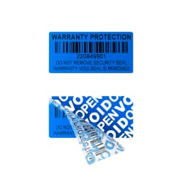 Blue 100pcs Warranty protection sticker (40X20mm) Secure seal tamper-proof serial number QR code sticker Void open seal label