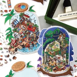 Mr Paper 12Pcs/bag Sticker Scene 2.5D Scenery Sticker DIY Sticker Highly Playable Sticker Stacking Pasting Festival Birthday Gif