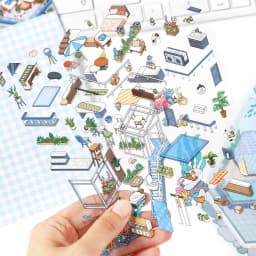 Mr Paper 12Pcs/bag Sticker Scene 2.5D Scenery Sticker DIY Sticker Highly Playable Sticker Stacking Pasting Festival Birthday Gif