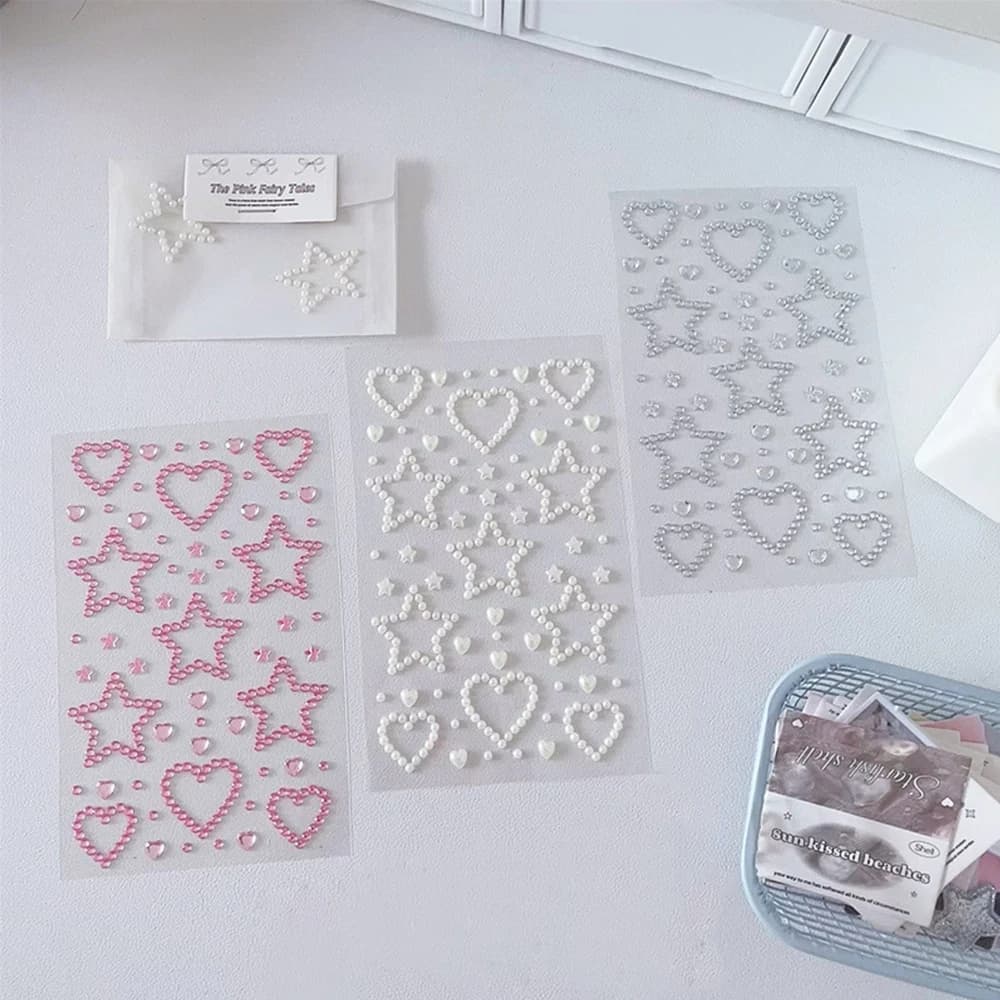 3D Star Heart Acrylic Crystal Stickers Kids DIY Decoration Self Adhesive Jewel Crafts Sparkly Rhinestone Stickers Girls Gifts