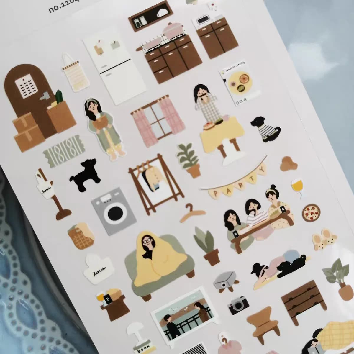 Korean Brand Suatelier My Daily Vlog at Home Stickers DIY Scrapbooking Diary Stationery Stickers School Supplies 1104