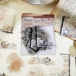 Etori Life Poem Ink Mark Series 30Pcs Vintage Watercolor Collage Pet Stickers Floral Lace Old Newspaper Clock Journal Decoration Materials for Laptops, Phone Stickers, Suitcases, Office Decoration Accessories, DIY Crafts, Pencil Cases, Handmade Scrapbooking Supplies, Student Gift Paper Bags, Children's Stickers, Gifts for Friends