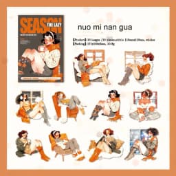 JIANWU Lazy Season Series Kawaii Girl Character Landscaping Sticker Creative DIY Journal Material Collage Stationery
