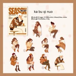 JIANWU Lazy Season Series Kawaii Girl Character Landscaping Sticker Creative DIY Journal Material Collage Stationery