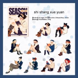JIANWU Lazy Season Series Kawaii Girl Character Landscaping Sticker Creative DIY Journal Material Collage Stationery