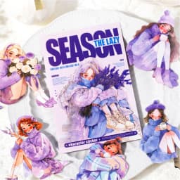 JIANWU Lazy Season Series Kawaii Girl Character Landscaping Sticker Creative DIY Journal Material Collage Stationery