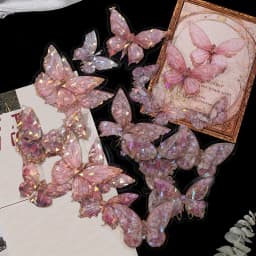 20 Pcs Butterfly Cut Stickers Pack DIY Handmade Adhesive Decorative Sticker for Junk Journal Creative Stationery Supplies