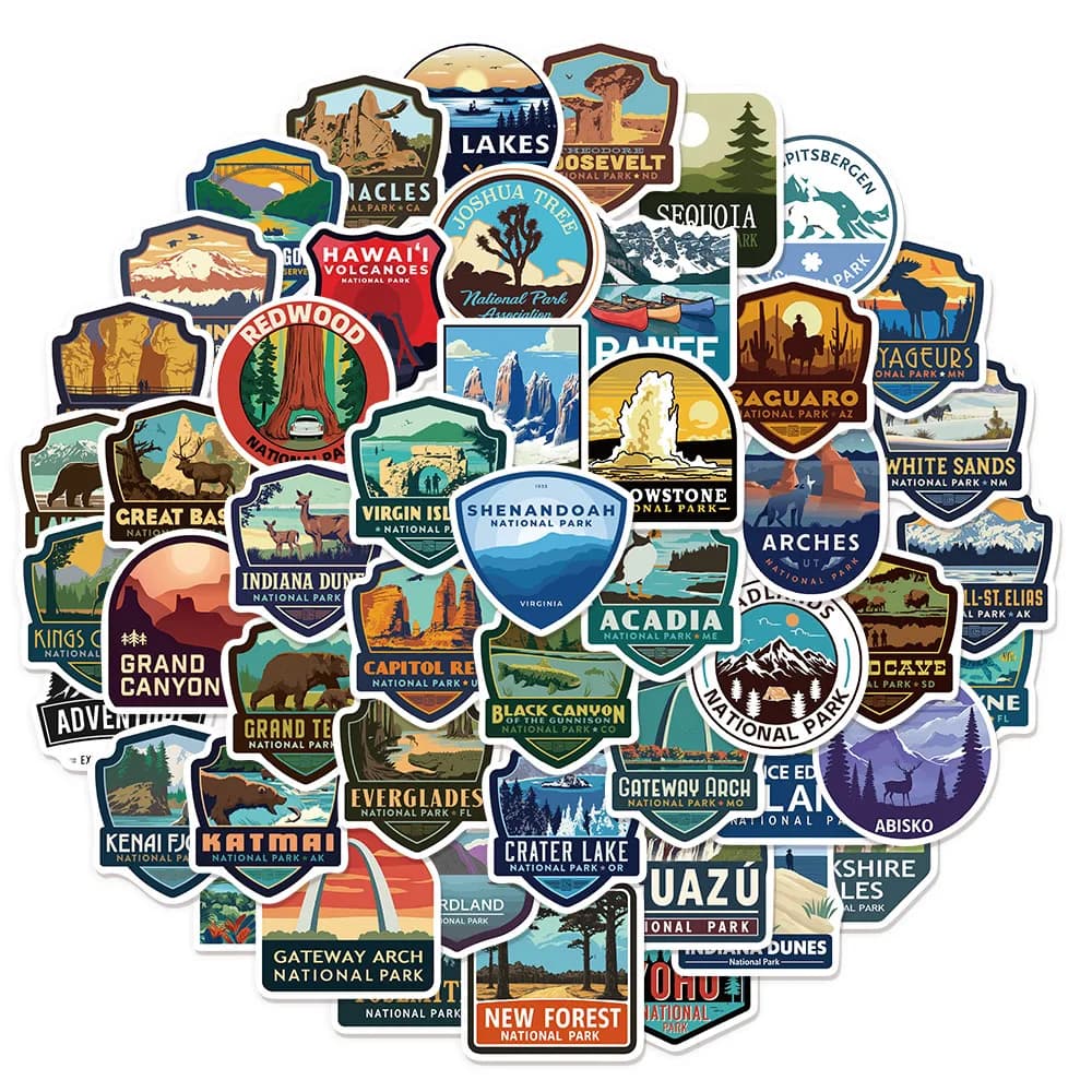 50PCS National Park Landscape Graffiti Stickers DIY Luggage Speaker Skateboard Water Cup Notebook Waterproof Stickers
