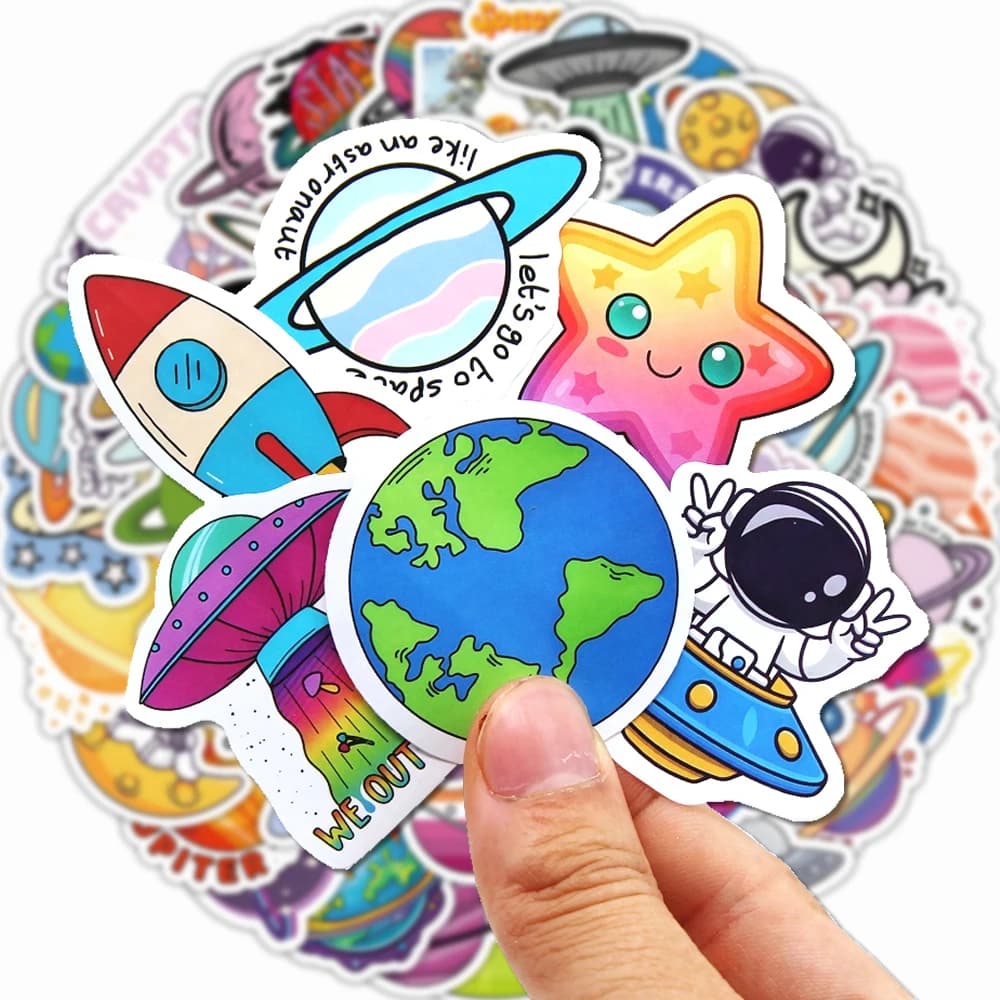 50-300pcs Space Planet Astronaut Stickers Cartoon Cute Decals Stationery Guitar Phone Bicycle Laptop Luggage Car Graffiti