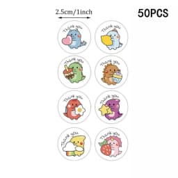 50/100/500pcs 1 Inch Thank You Stickers Cartoon Dinosaur Labels for Packaging Baking Labels Gifts Seal Decor Children's Stickers