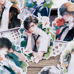 16pcs Floral Youth Cartoon Waterproof Decorative Boy Stickers for Planner Journal Notebook Ins DIY Waterproof