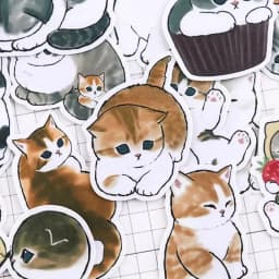 35pcs Cute Hand-painted Cat Friend Fashion Autumn And Winter Clothing Colorful Decoration Sticker To Diy Ablum Diary Stickers